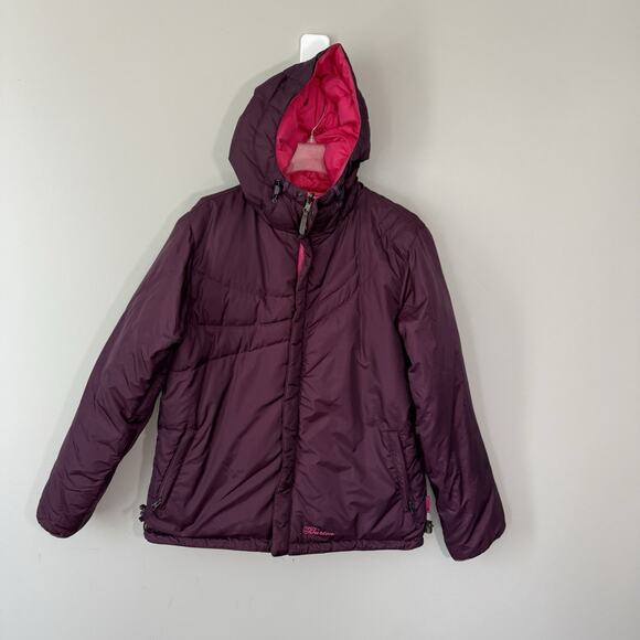 Burton Reversible Snowboard Ski Jacket Womens L Purple Pink Down Fill Hooded - Picture 1 of 5